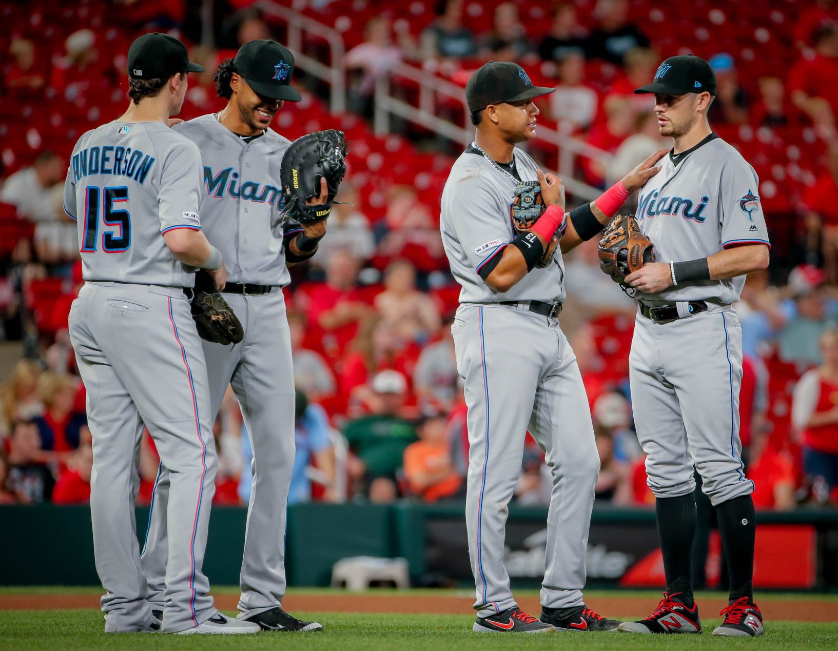 St. Louis Cardinals take on the Miami Marlins at Busch